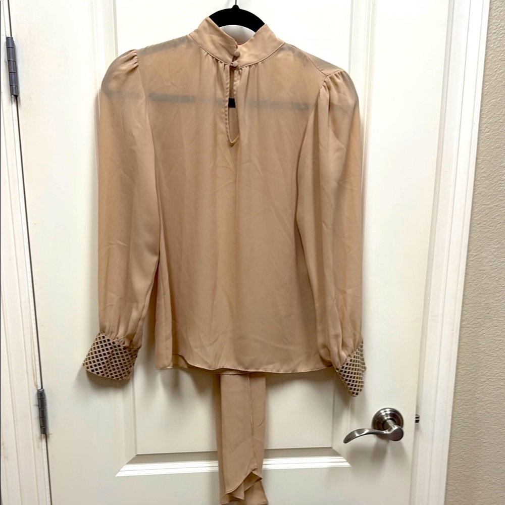 Vince Camuto Tan Blouse with Gold Detail